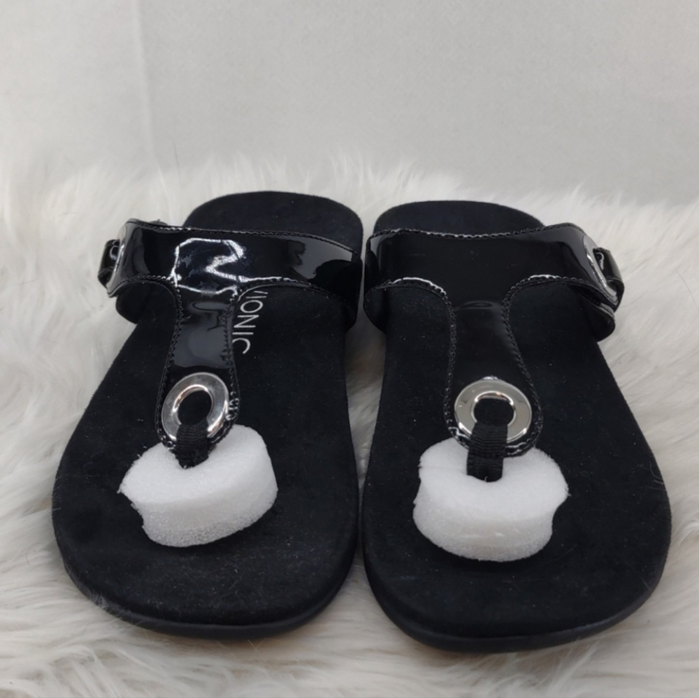 Vionic Black Patent Lana Sandals Women's Size 9